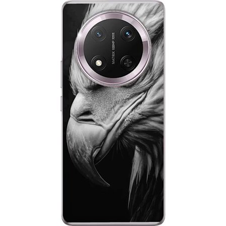 Kompatibelt Mobilskal till Honor Honor Magic7 Lite Örn närbild realistiskt porträtt kraftfull blick fågel detaljerad svartvit art natur djur vilt