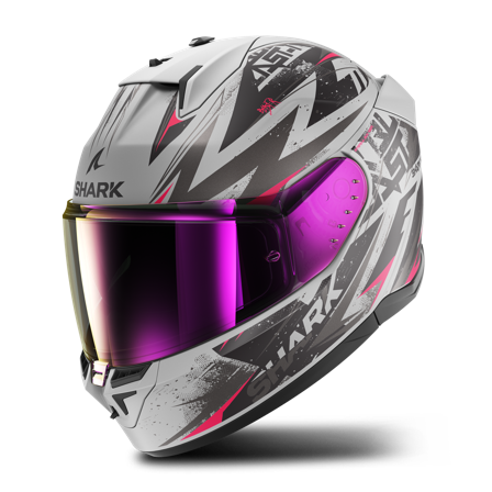 Casco Integral Shark D-Skwal 3 Blast R Mat Plateado/Violeta/Negro M
