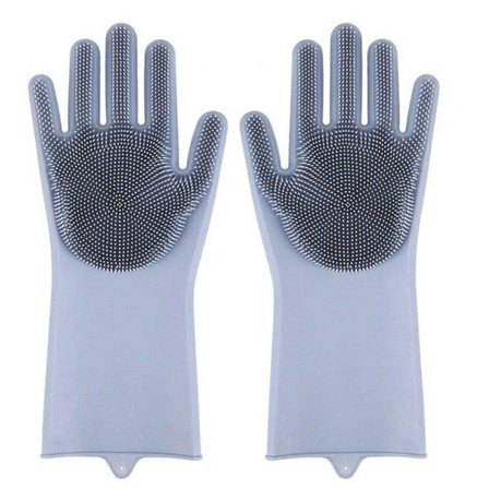 Grå oppvaskhansker med skrubb