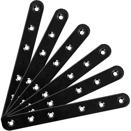 6 Stk. Sorte Perforerede Fladjerns Hjørnebeslag Metalbeslag Flad Vinkel Hjørnebeslag til Møbler Skabe Borde og Stole