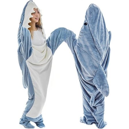 Hai Onesie for Voksne, Bærbar Hai-Teppe Onesie Sovepose