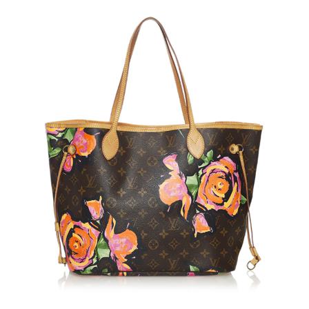 Louis Vuitton Vintage Monogram Roses Neverfull MM Canvas Monogram Canvas France , Bruin , Dames , Maat: ONE Size Vintage Tassen