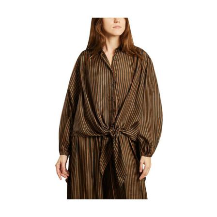 Mes Demoiselles Striped silk oversize shirt Grøn, Dame Skjorter