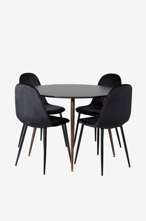 Venture Home - Matgrupp Pia inkl 4st matstolar Penally - Svart - Matgrupp 4 personer - Från Homeroom