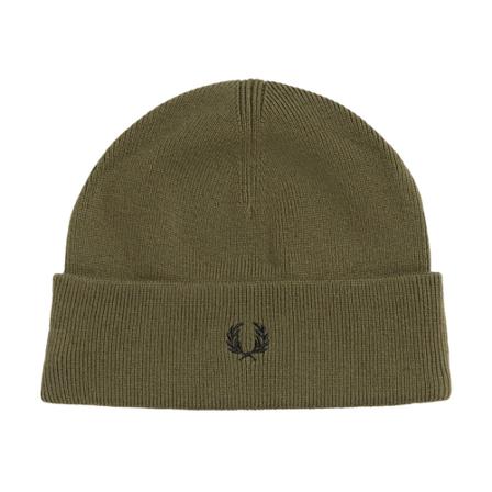 Fred Perry, Fred Perry Merino Wool Beanie Uniform Green Groen, Heren, Maat:ONE Size,Cotton