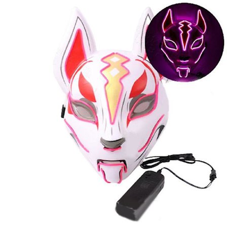 Kitsune Fox LED-mask Halloween Clubbing Light Up Kostym Rave Cosplay Fest