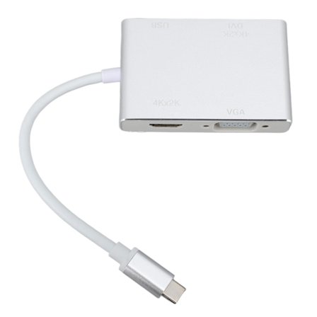 4 i 1 USB C Hub Typ C till USB 3.1 HD Multimedia Interface DVI VGA Adapter Multiport Laddning Anslutningsadapter