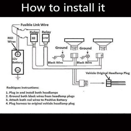H4 Negativ LED Forlygtepære Relæ Ledningsnet Stiksæt [D]