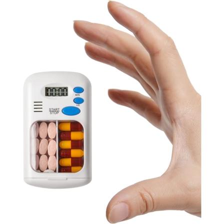 Pillepåmindelse Medicindispenser, Lille Pilleæske Automatisk Medicindispenser med Alarm, Medicinhjælpemidler, Pilleorganisator, Nem at indstille
