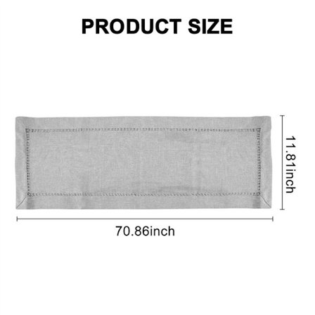 Handgjorda genombrutna bordsdukar, silverintervävning (ljusgrå, 12 x 72 bordslöpare)