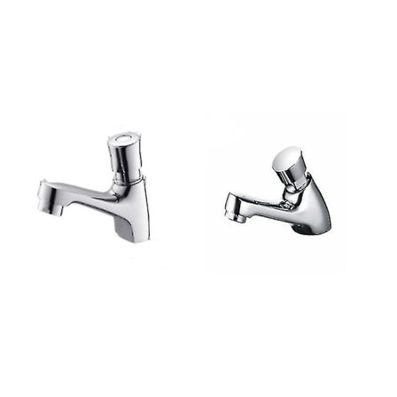 Kjøkken og baderom krombelagt selvlukkende vannsparende tidsforsinket kran servantkran for hjem eller utendørs (DPD)