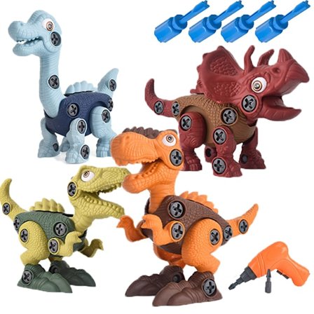 Dinosaur legetøj pædagogisk byggeklods sæt, Adskilt byggeklods børnelegetøj, Med elektrisk boremaskine, Velegnet til fødselsdagsgaver til småbørn
