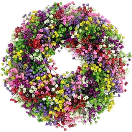 Vårkransar för ytterdörr, konstgjord gypsophila krans mångsidig dekorativ girlang (40 cm)