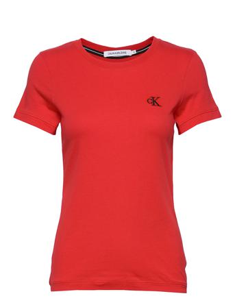 Ck Embroidery Slim Tee T-shirt Top Rød Calvin Klein Jeans