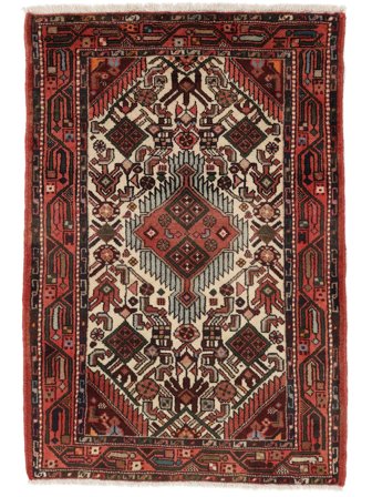 Orientalischer Hamadan Teppich 80X115 Schwarz/Dunkelrot Wolle, Persien/Iran