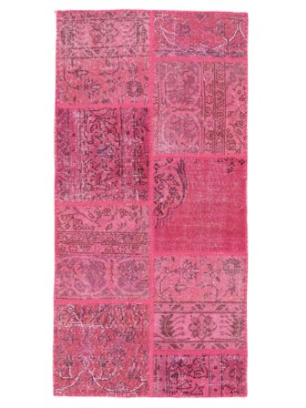 Handgeknüpft Patchwork Teppich 80X157 Dunkelrot/Rot