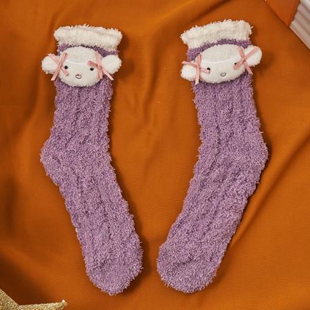2 St Super Soft Fuzzy Cozy Home Sovstrumpor Varm Tofflor Lila Lamm