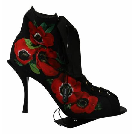 Dolce & Gabbana Roses Ankle Booties , Rood , Dames , Maat: 37 1/2 EU Enkellaarsjes