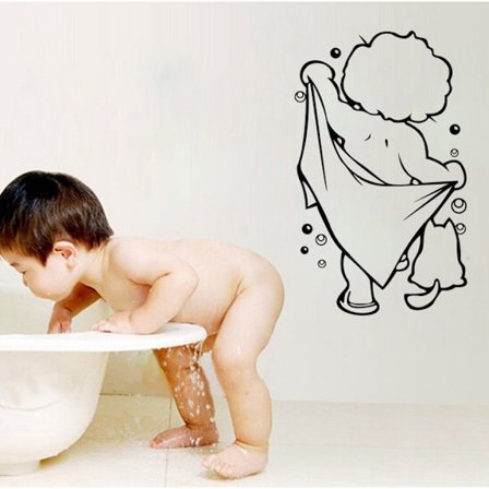 Badeværelses Sjov Drenge Brusebad Badeværelse Vægsticker Vinyl Dekal