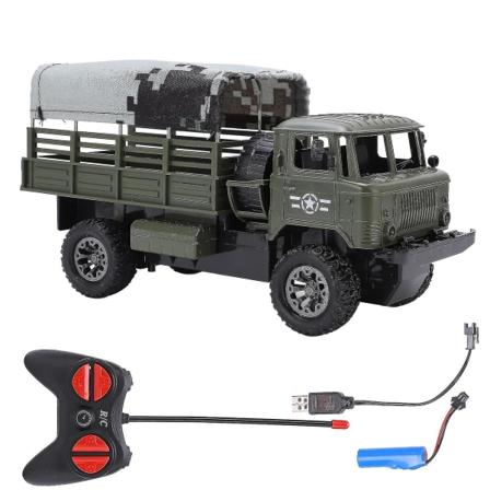 Trådløs fjernkontroll militær lastebil 4 hjulstrekk Off Road Rc modellbil leketøy med lys