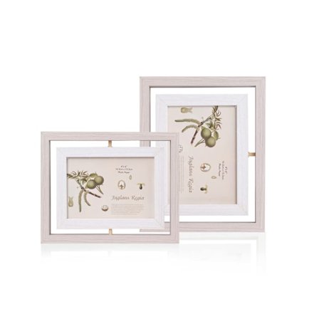 Roterende træbilledramme, dobbeltsidet glasbilledramme, bordpladebilledramme, til skrivebordsbilledrammedisplay, 15,2x10,2cm (lys grå)