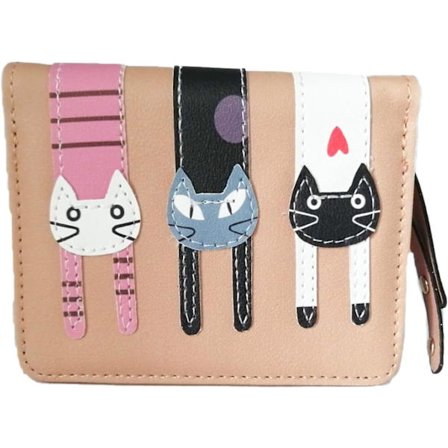 Mini-kukkaro, söpö mini-kissan kukkaro, pieni ohut lompakko, tytöille (Khaki)