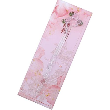 Handgjord Glasdopppenna Magic Sakura Glaspenna Kristalldoppsignpenna Presentpenna Kalligrafipen - Rosa