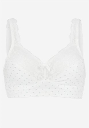 Cellbes of Sweden - Bh uden bøjle i hvid / blomstret til damer i størrelse 110C