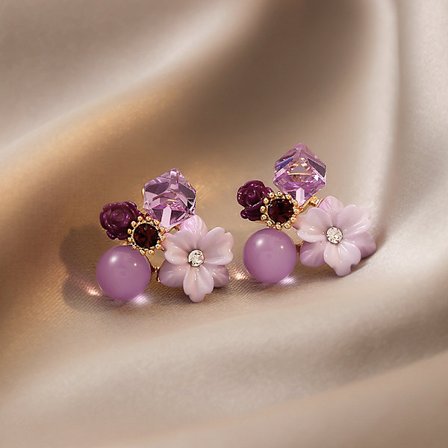 Fashion Flower crystal Ear Drop Earrings Women Wedding Jewelry