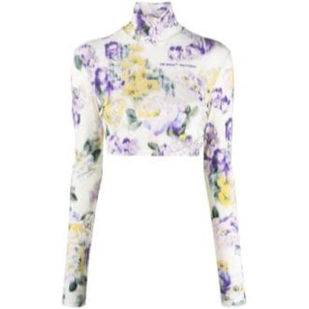 Off White, Long Sleeve Tops Wit, Dames, Maat:L
