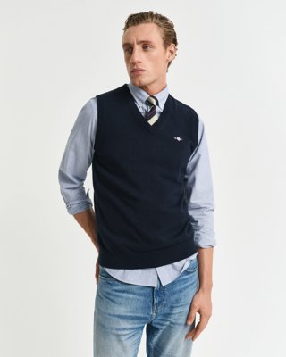 GANT - Klassisk vest i bomull til herre evening blue