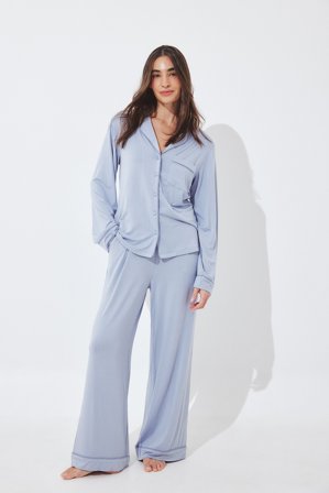 NA-KD Pantalon de pyjama souple - Vêtements de Nuit - Bleu - L