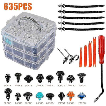635 stk. Bilkarosseri Plast Auto Fasteners Push Trim Clips Pin Nitter Bumper Kit
