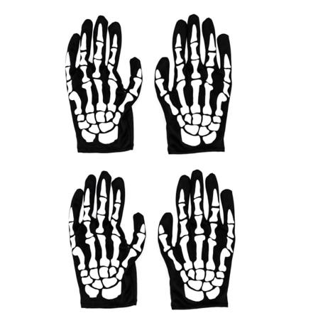 2 kpl Luuranko Hanskat Aikuisille Mustat Sormet Luut Halloween C