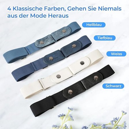 Belte uten spenne - 4-delt sett - 3 cm bredt