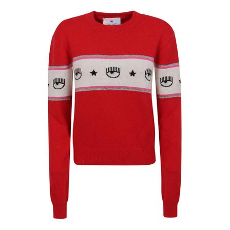 Chiara Ferragni Collection, M25 Maxilogomania Knitwear Czerwony, Kobieta, Rozmiar: S