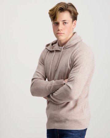 MAGGIORE Cashmere Blend Knit Hoodie Beige Hoodies Jongens - Kids Brand Store