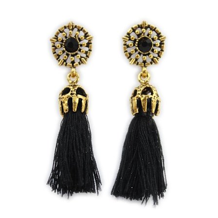 Øreringe vintage kvaster - Sort