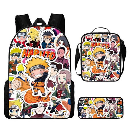 Naruto Rygsæk Stor Kapacitet Grundskole Skoletaske Tegneserie Anime Rygsæk Skuldertaske Penalhus