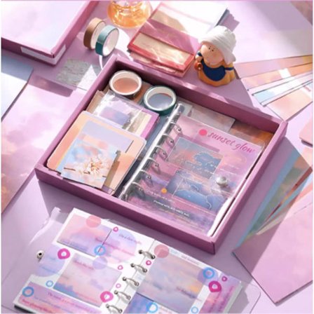 Anteckningsbok - 155 Typer Material Scrapbook A6 Set (Sunset Glow)