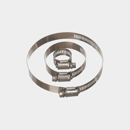 Slangklem Parker, roestvrij staal AISI 316/A4, met zeskantbouten & gleufschroef, 12 mm, Ø121 - 165 mm, 1 stuk