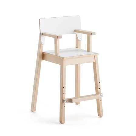 Hög barnstol LOVE, armstöd, höjd: 500 mm, vit laminat