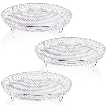 3-pak Universal Airfryer Tilbehør, Rund Grill og Stabelbar Grillnet