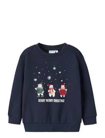 name it Nmmvismas Ls Nreg Sweat Bru - Navy - 104