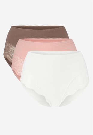 Cellbes of Sweden - Dametruser i bomull 3-pack i lys rosa+nougat+hvit for damer i størrelse 62/64
