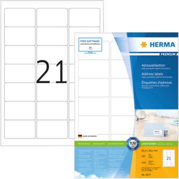 ETIKETT 63,5X38,1 HVIT HERMA