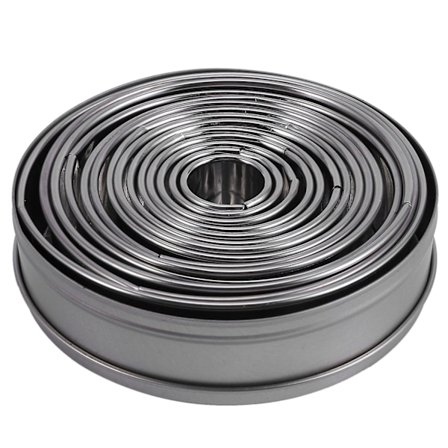 14-dels Set Runda Kakformar i Rostfritt Stål - Mousse, Kakor, Donuts