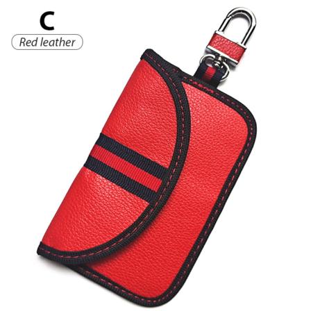 Faraday taske bilnøgle RFID-signalblokerende pose nøgletaske Red leather