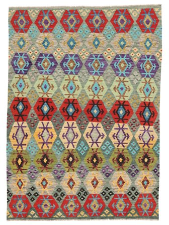 Tapis D'orient Kilim Afghan Old Style 182X253 Noir/Rouge Foncé (Laine, Afghanistan)