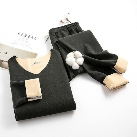 Termoundertøj til kvinder Mænd Dobbeltsidet Fleece Sømløs Termotøj Varmt Undertøj Sæt Vintertøj Kvinder 2-delt sæt